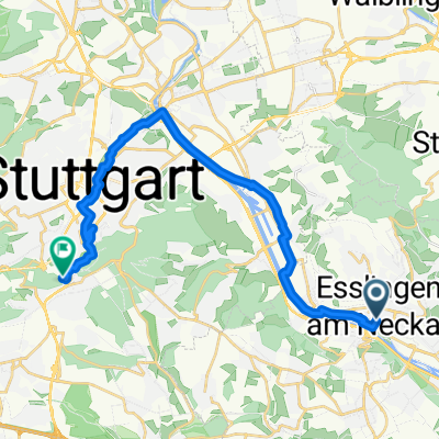 Stadtmitte, Esslingen am Neckar nach Lohengrinstraße, Stuttgart