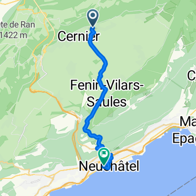 Rue de la Quarette, Chézard-St-Martin to Quai Philippe Godet, Neuchâtel