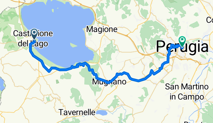 Via Venticinque Aprile, Castiglione del Lago à Piazza Fortebraccio, Pérouse