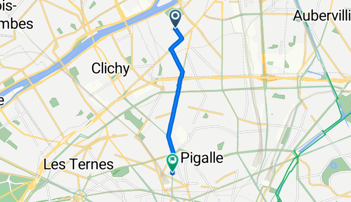 Rue la Cléf des Champs, Saint-Ouen-sur-Seine à Rue d'Amsterdam, Paris