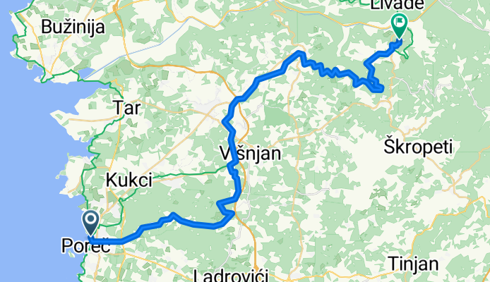 Šetalište Antona Restovića, Poreč to Ulica Gradiziol, Motovun