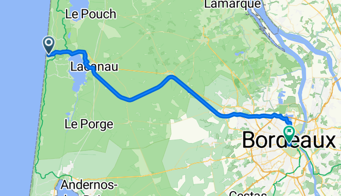 Avenue de l'Europe, Lacanau nach Place Rohan, Bordeaux