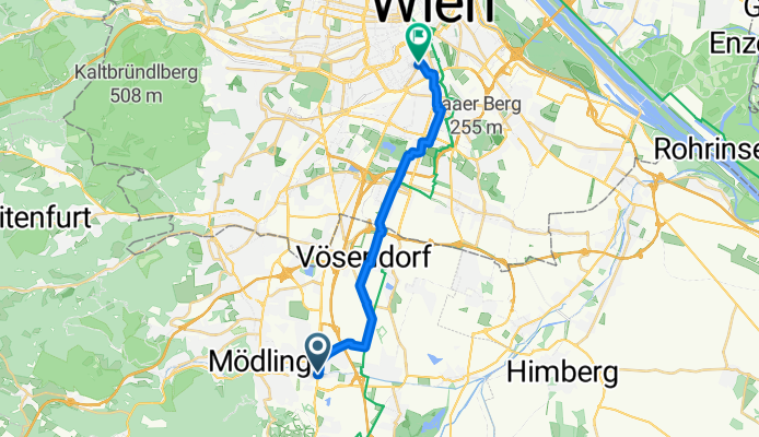 48.081, 16.312 nach 48.188, 16.364
