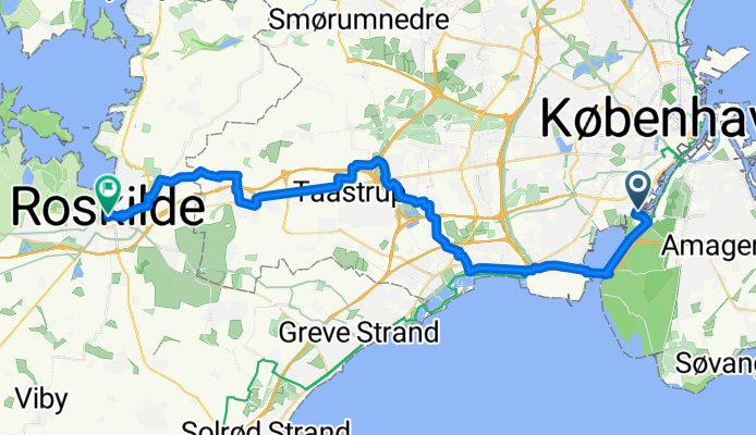 From København Sydvest to Roskilde
