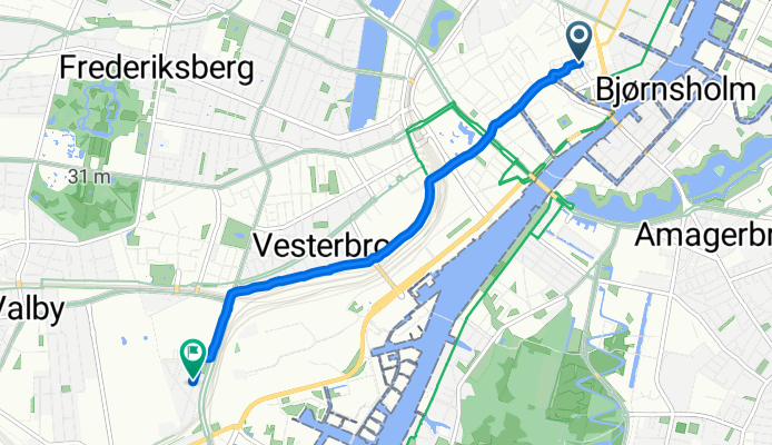 Lille Kongensgade, København K to H V Rolsteds Vej, København SV
