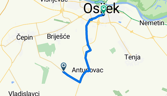 Duga ulica 25, Ivanovac to Sjenjak 39, Osijek