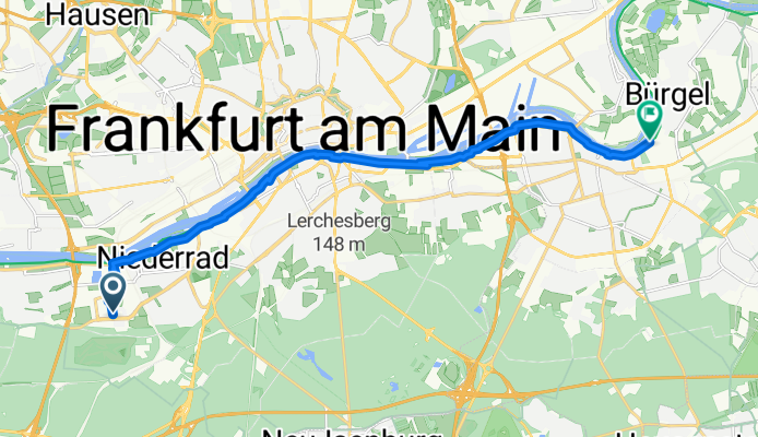 Lyoner Straße, Frankfurt am Main nach Offenbacher Straße, Offenbach am Main