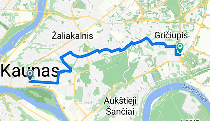 Route in Kaunas