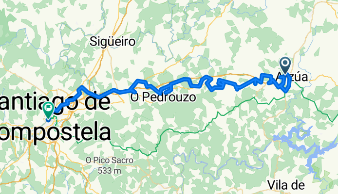 Rúa dos Talabarteiros, Arzúa nach Praza das Praterias, Santiago de Compostela