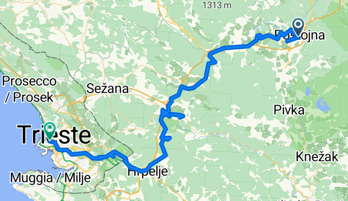 Ljubljanska cesta to Piazza del Barbacan