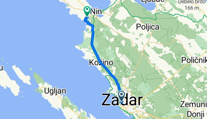 Ulica bana Josipa Jelačića, Zadar to Nin