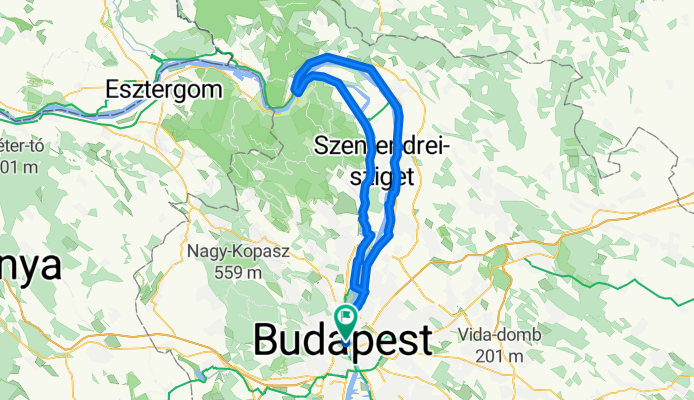Route in Budapest, 100km