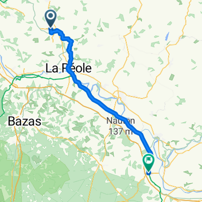 Route de Créon, Sauveterre-de-Guyenne to Place Armand Fallières, Damazan