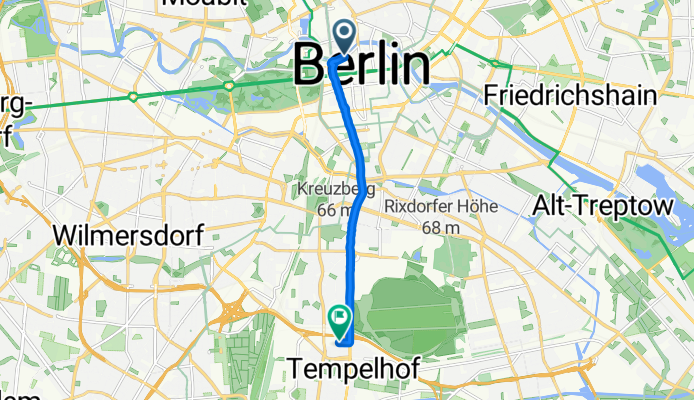 Mitte, Berlin nach Ringbahnstraße, Berlin