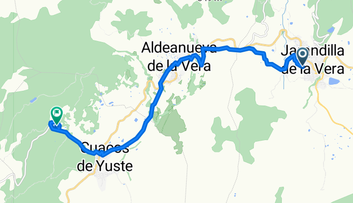 Calle de Antonio Casado, Jarandilla de la Vera nach Camino del BaldĂo, Cuacos de Yuste