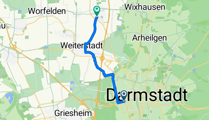 Rheinstraße, Darmstadt nach Darmstädter Landstraße, Weiterstadt