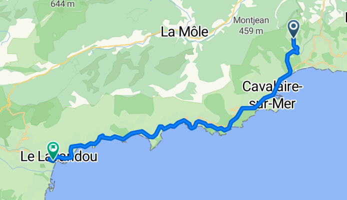 Avenue du Souleillado, La Croix-Valmer nach Boulevard de Lattre de Tassigny, Le Lavandou