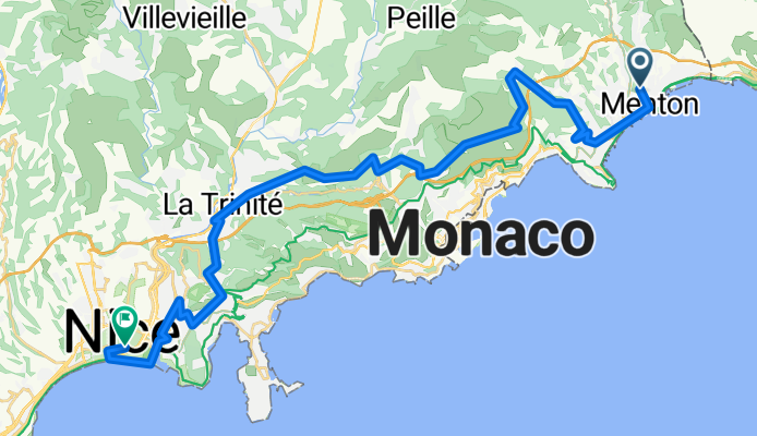 Route du Parc Saint-Michel, Menton nach Rue Alberti, Nizza