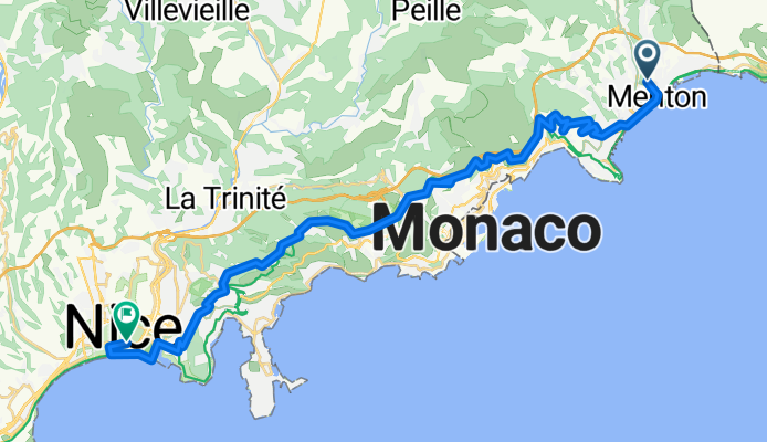 Route du Parc Saint-Michel, Menton nach Rue Alberti, Nizza