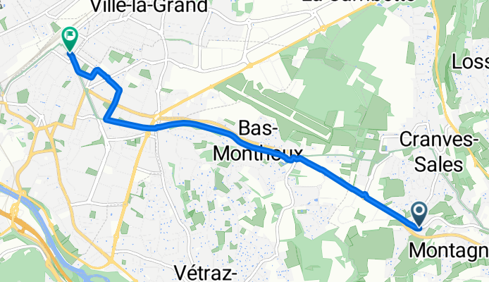 Chemin Lapraz, Cranves-Sales à Esplanade François Mitterrand, Annemasse