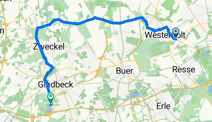 Route zu Wasserschloß Wittringen