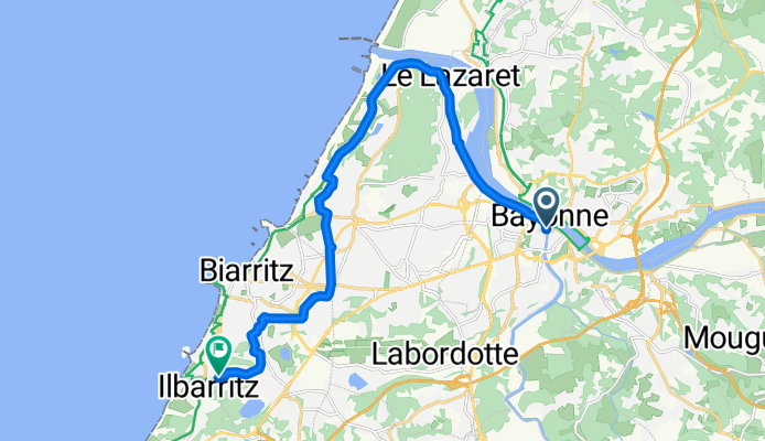 Quai des Corsaires, Bayonne nach Rue d'Harcet, Biarritz