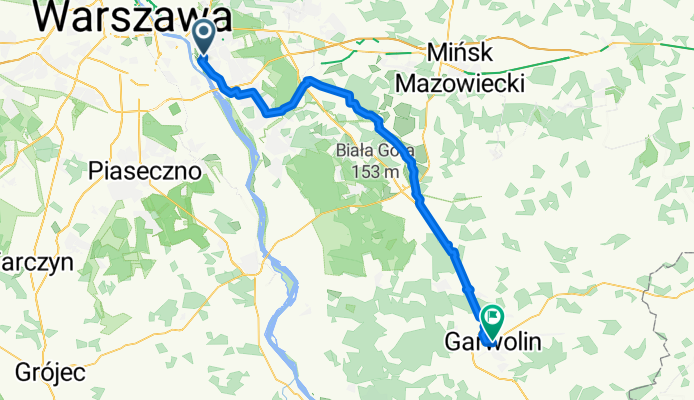 Jeziorowa, Warszawa do Wolna, Garwolin