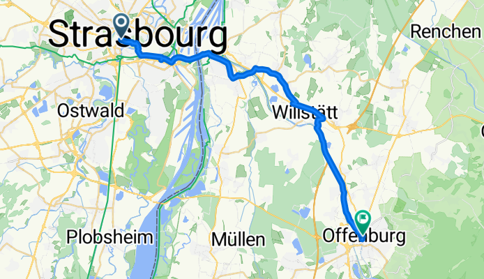 Place de la Gare, Straßburg nach Hauptstraße, Offenburg