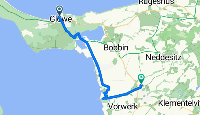 54.573° N 13.469° W nach Marlow, Sagard