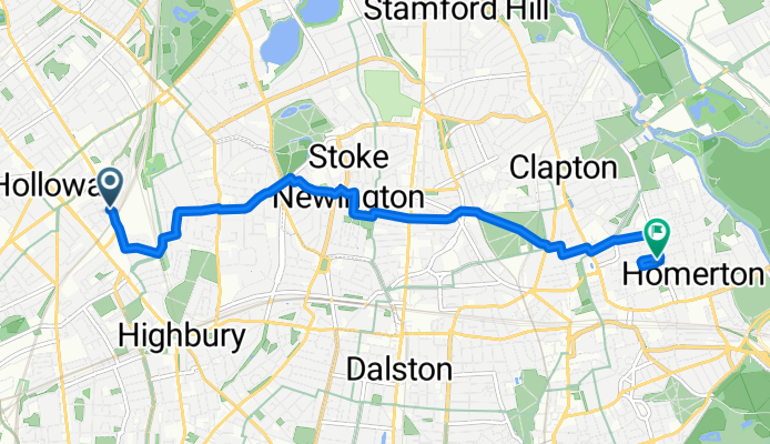 Loraine Road, London to Hackney, London