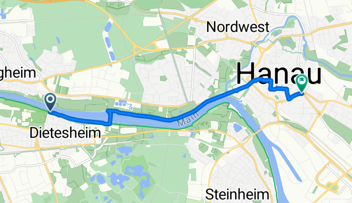 Mühlheim am Main to Friedrichstraße, Hanau