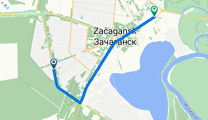 Route to Жәңгір Хан көшесі