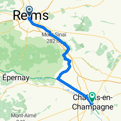 Place Drouet d'Erlon, Reims to Rue du Gantelet, Châlons-en-Champagne