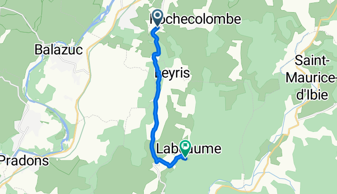 Route de Lagorce, Rochecolombe nach Lagorce