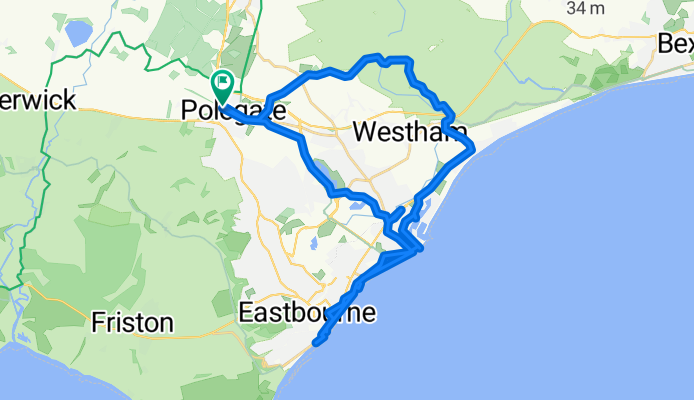 Polegate, Eastbourne front, Pevensey and back, 22m