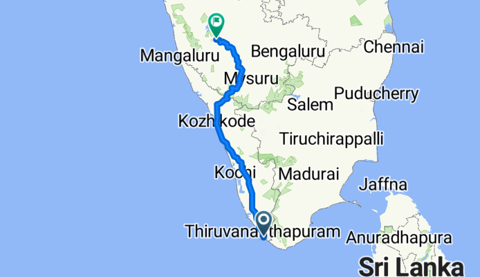 Kovalam, Thiruvananthapuram to KM Road, Chikkamagaluru