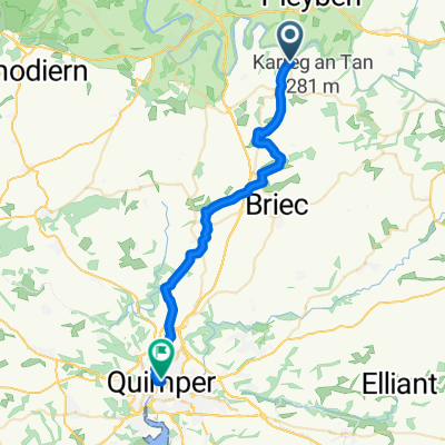 Rue de Quimper, Gouézec à Rue Verdelet, Quimper