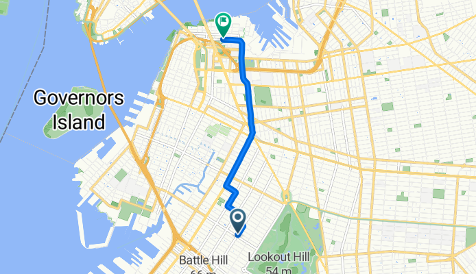 11th St, New York to Front St, New York