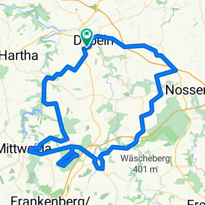 Döbeln-Waldheim-Kriebetal-Ehrenberg-Rossau-Hainichen-Marbach-Gleisberg-Choren-Döbeln