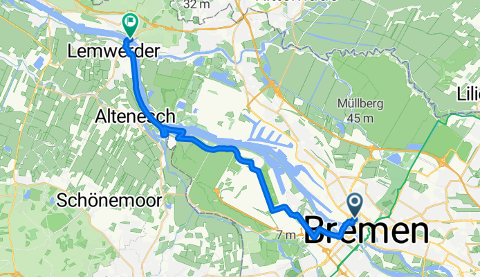 Am Wandrahm nach Am Vegesacker Hafen