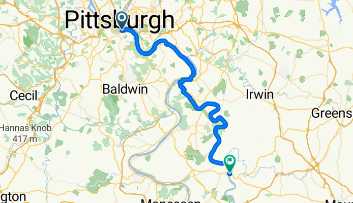 E Carson St, Pittsburgh to S Water St, West Newton