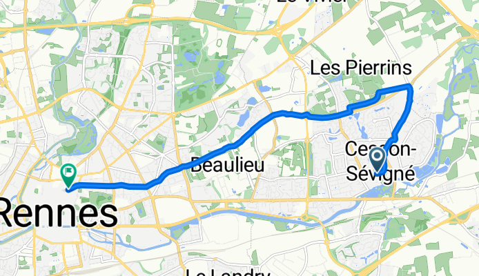 Rue Saint-Martin, Cesson-Sévigné à Rue de Robien, Rennes