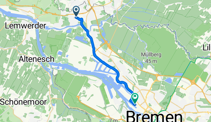 Rotdornallee, Bremen nach Konsul-Smidt-Straße, Bremen