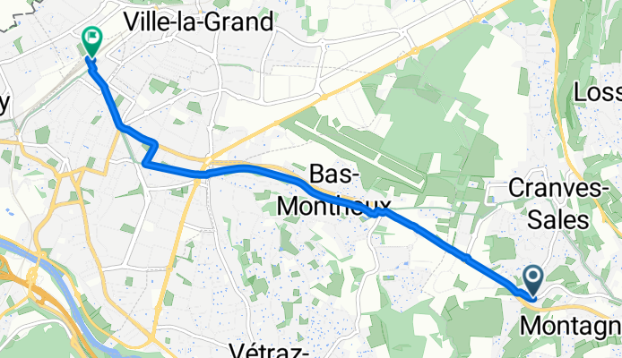 Chemin Lapraz, Cranves-Sales à Esplanade François Mitterrand, Annemasse