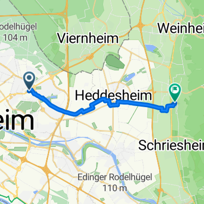 Weinheimer Straße, Mannheim nach Großsachsener Straße, Hirschberg an der Bergstraße