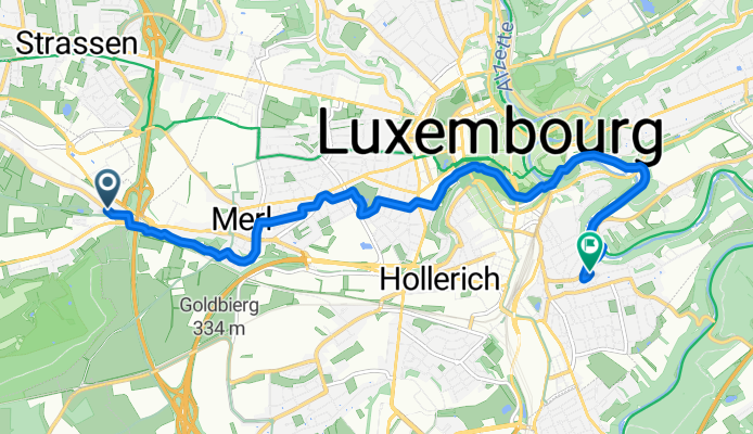 Rue de Luxembourg, Bertrange to Rue de l'Égalité, Luxembourg