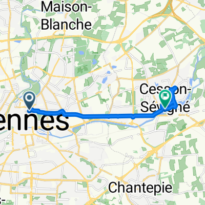Rue de Robien, Rennes à Rue Saint-Martin, Cesson-Sévigné