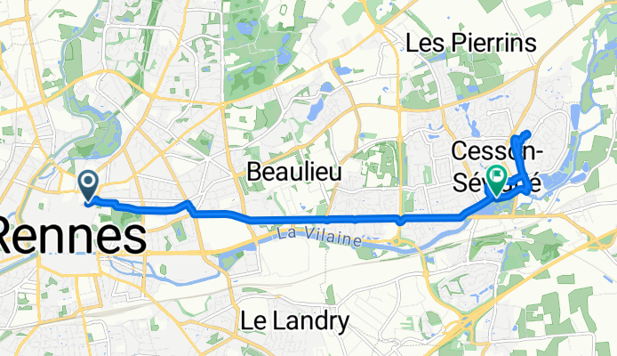 Rue de Robien, Rennes à Rue Saint-Martin, Cesson-Sévigné