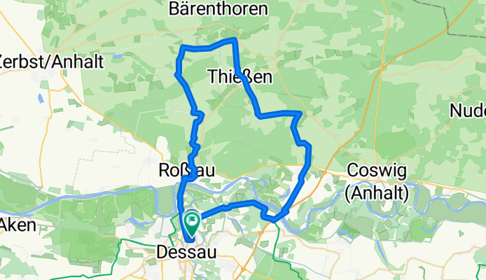 Nord - A9 - Klieken - Thießen - Ragösen - Reinsdorf - Roßlau