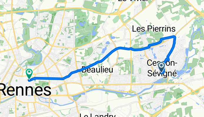 Rue Saint-Martin, Cesson-Sévigné à Rue de Robien, Rennes